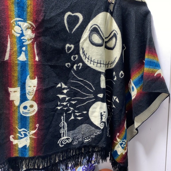 Poncho Alpaca/Acrylic Nightmare‎ Before Christmas Jack Skellington Skull Unisex - Picture 2 of 9